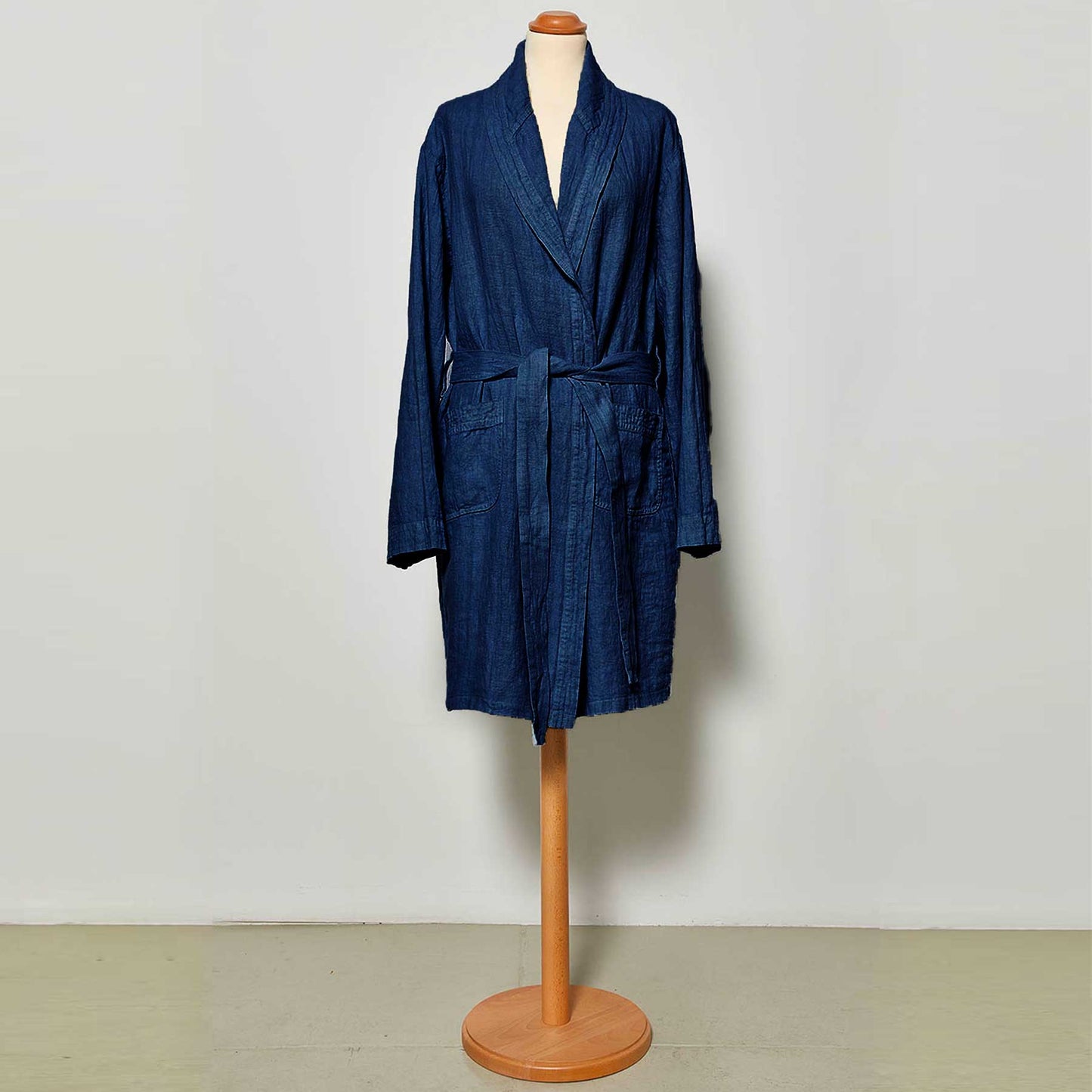 Unisex short shawl linen bathrobe