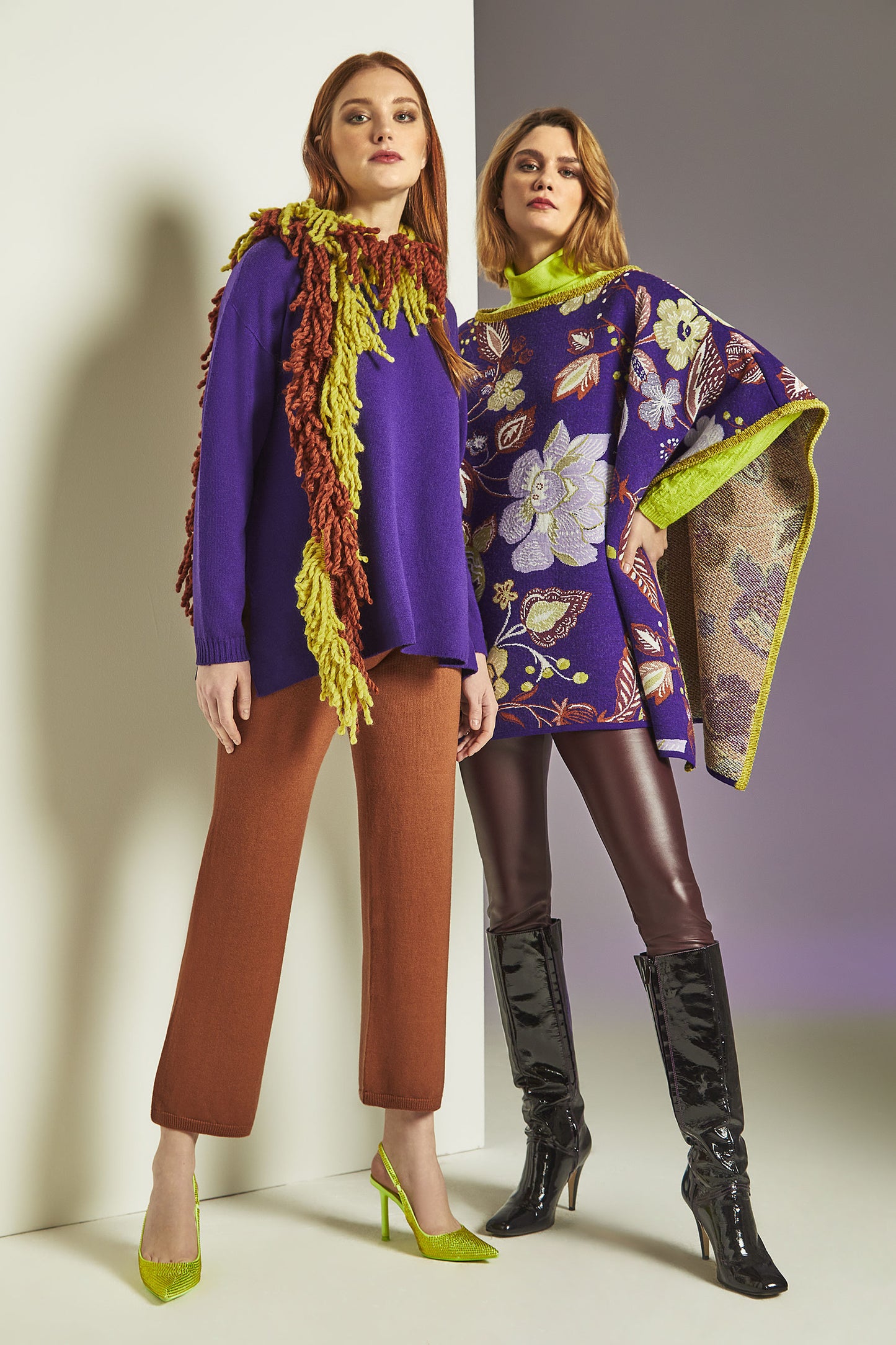 Poncho jacquard viola