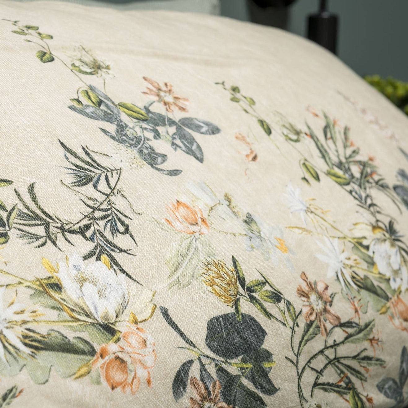 Herbarium print linen furnishing pillowcase