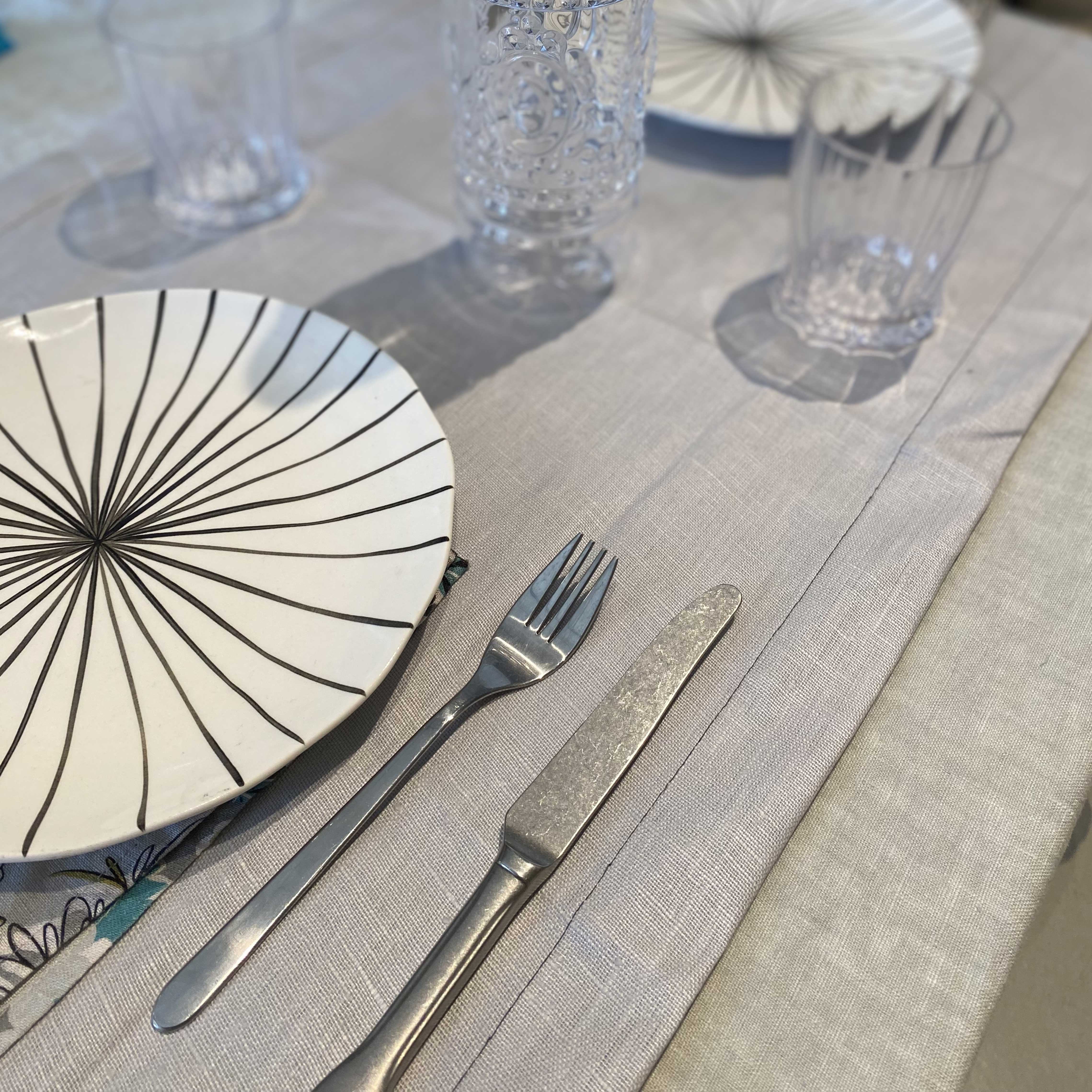 Runner Da Tavola Effetto Lino - Idrorepellente E Antimacchia - Colore Argento - 40 X 140 Cm - Lavabile In Lavatrice
