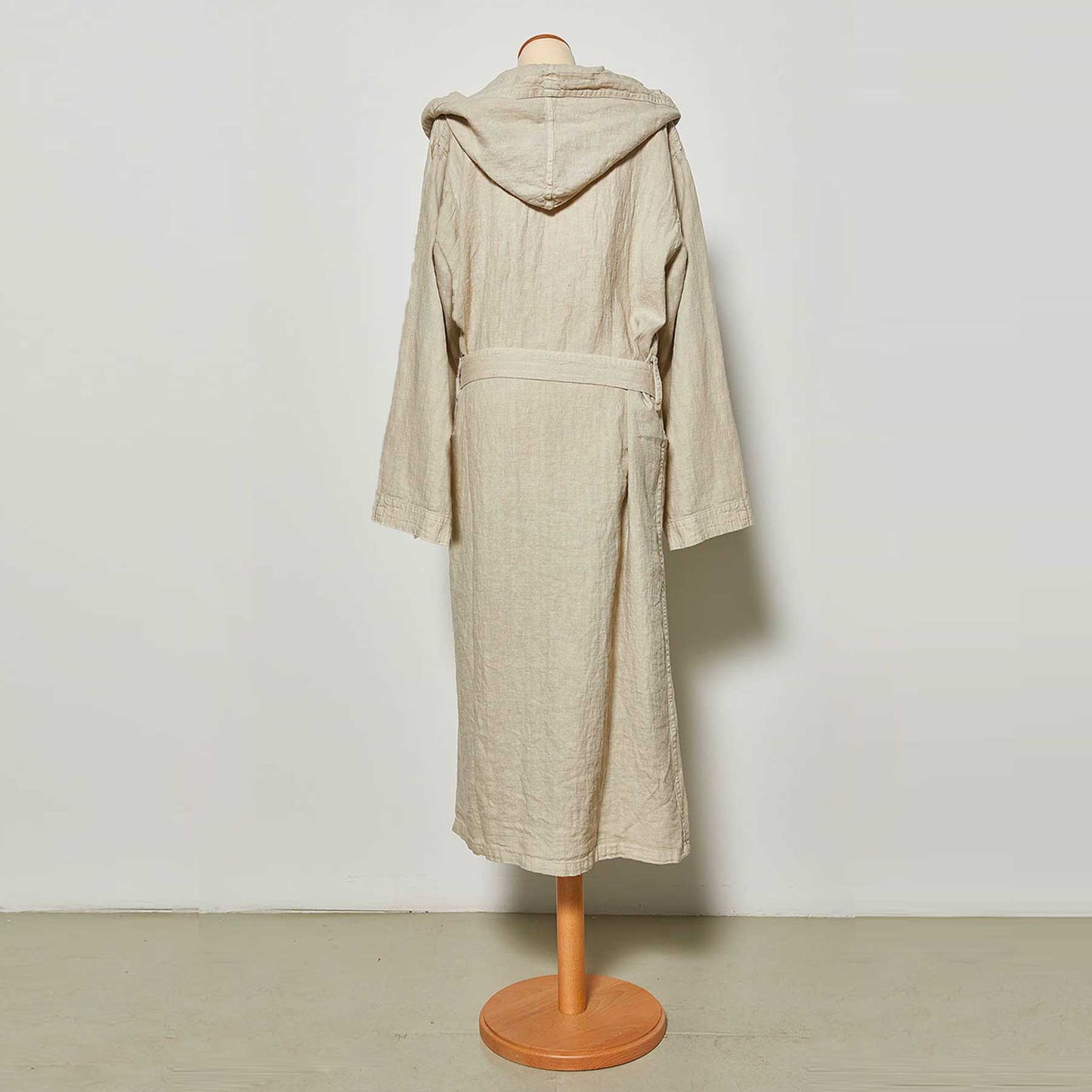 Unisex linen bathrobe with hood