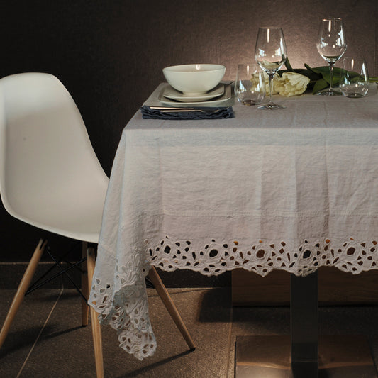Rectangular tablecloth with Circles embroidery * while stocks last