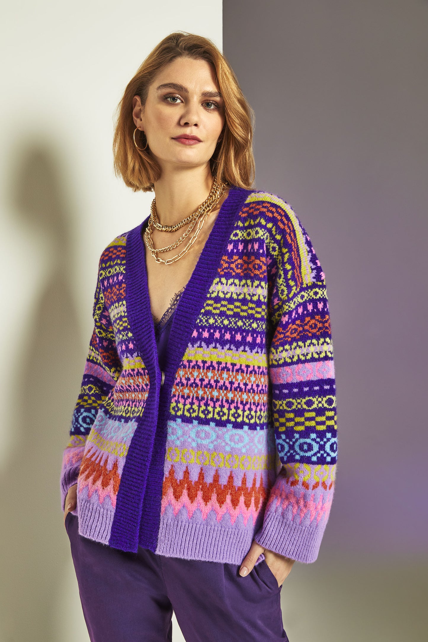 Cardigan motivo chevron
