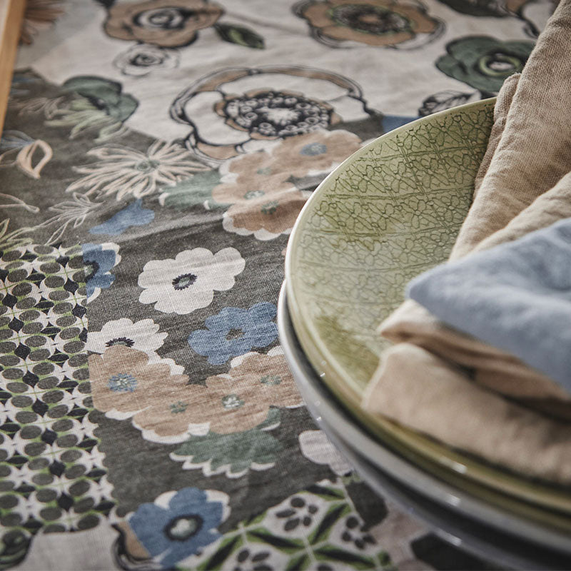 Runner in lino con stampa Patchwork
