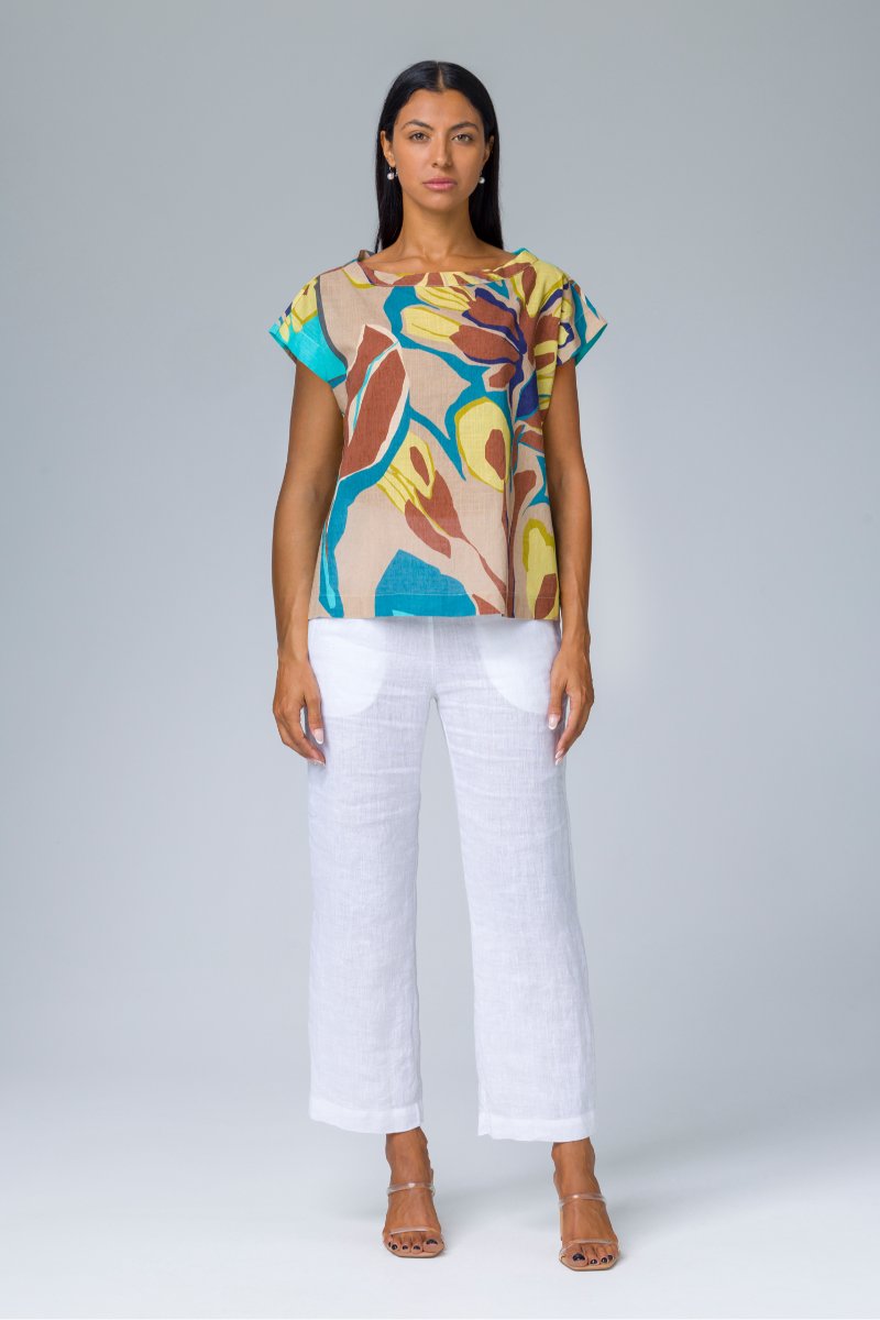 Blusa stampata con fiocco dietro