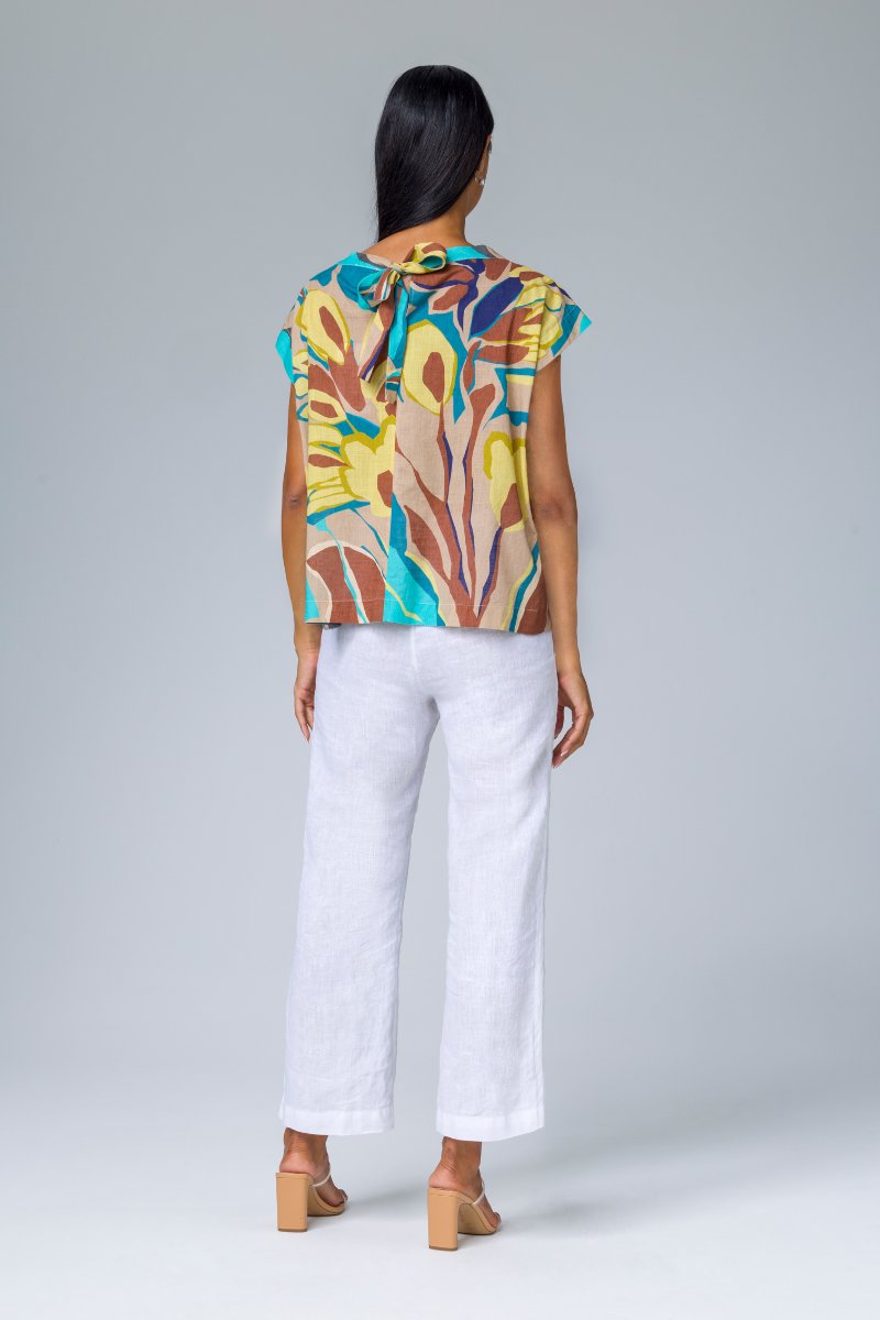 Blusa stampata con fiocco dietro