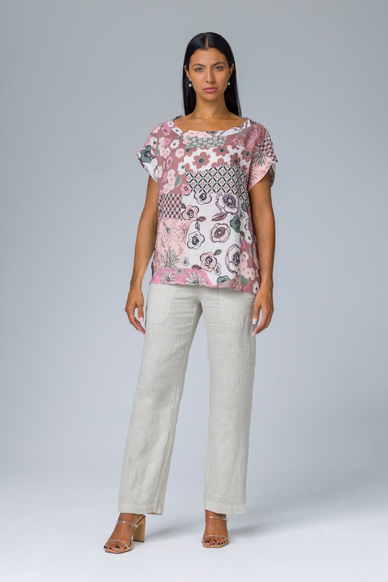 Blusa stampata con fiocco dietro
