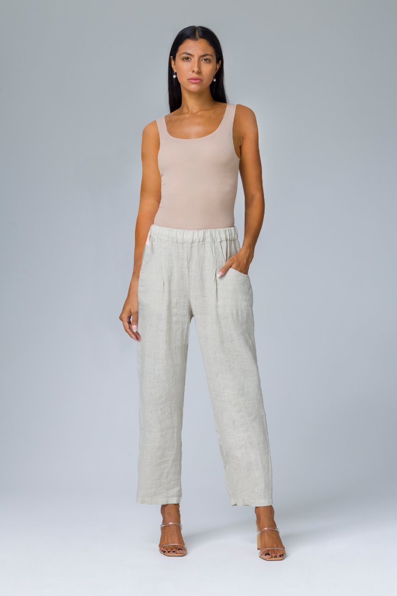 Pantalone dritto con elastico in vita