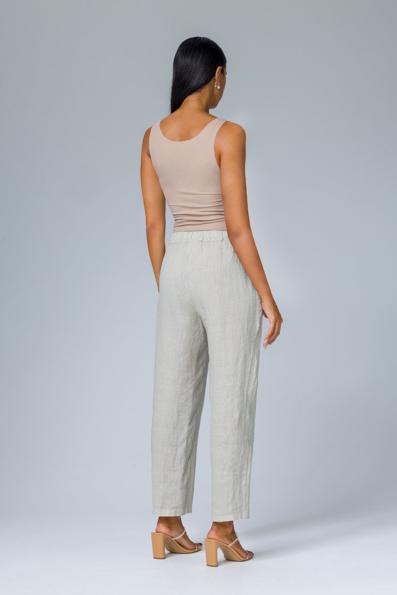Pantalone dritto con elastico in vita