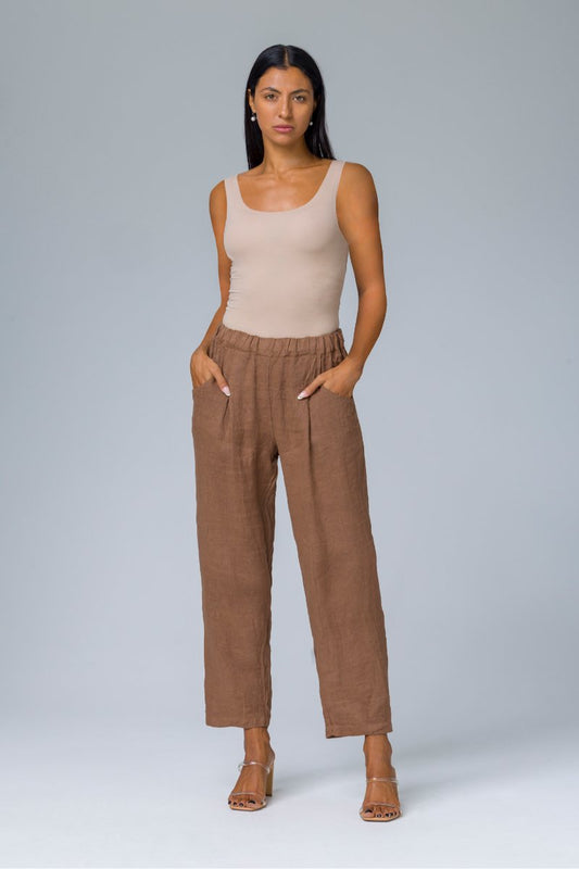 Pantalone dritto con elastico in vita