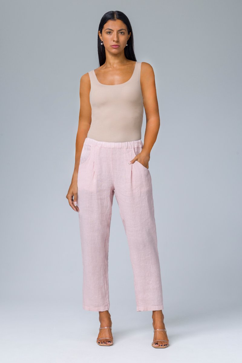 Pantalone dritto con elastico in vita