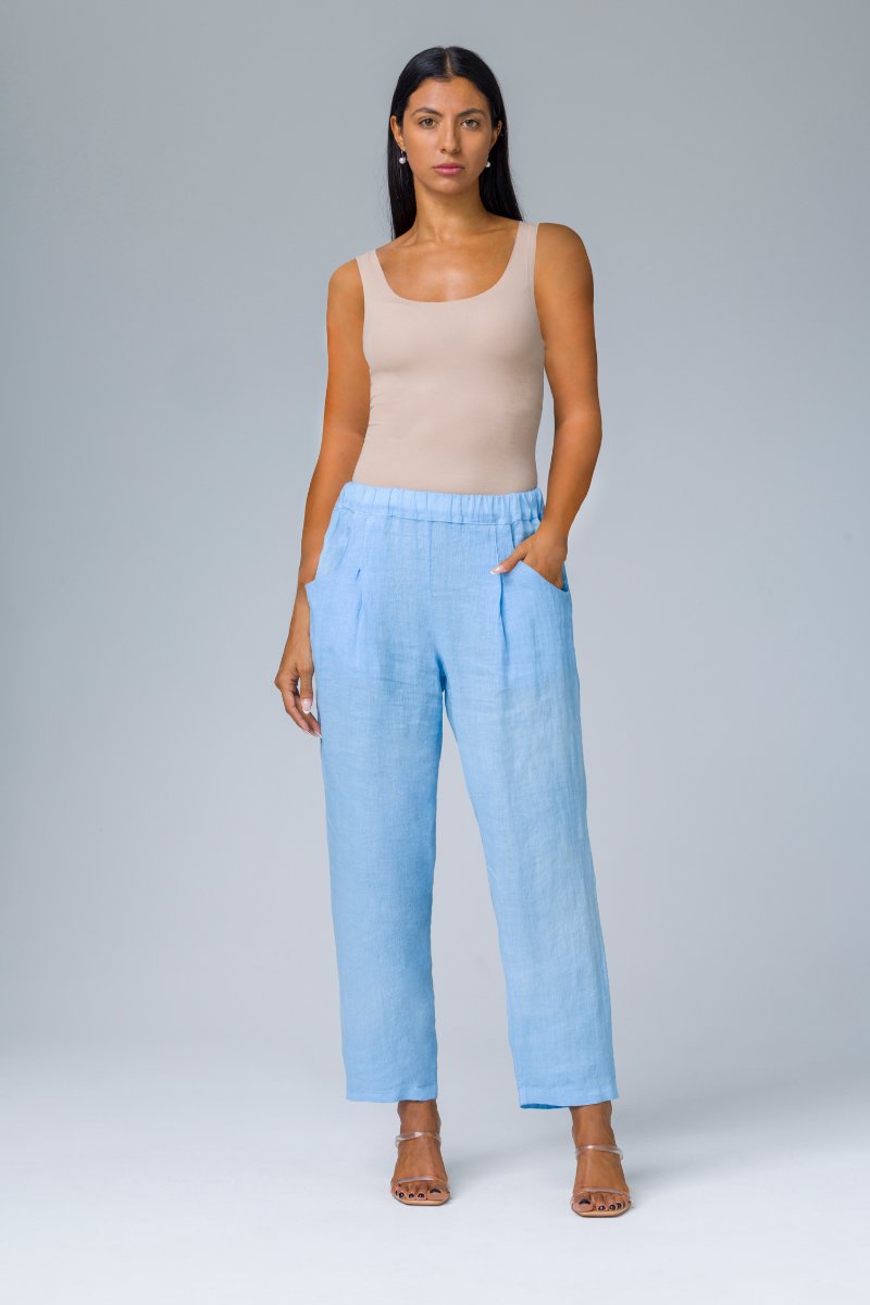 Pantalone dritto con elastico in vita