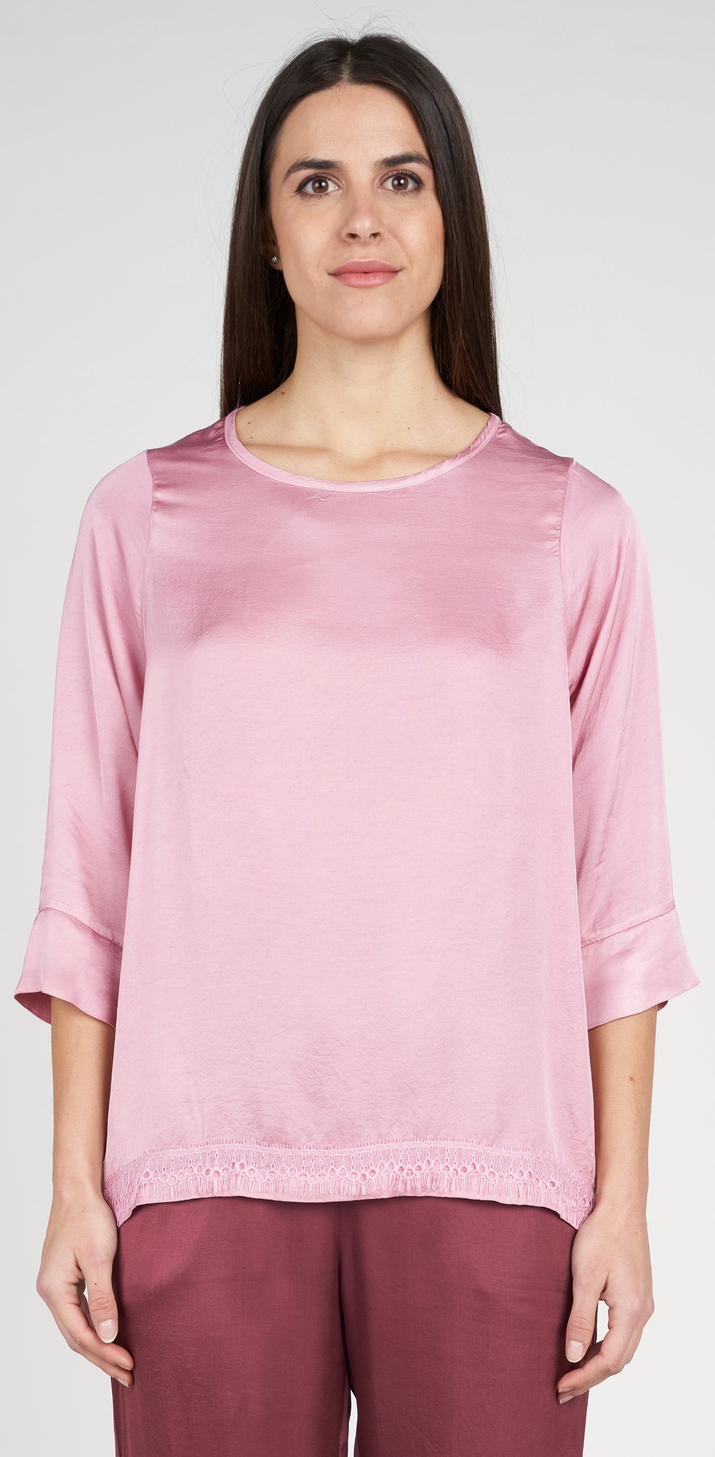 Blusa barchetta con pizzo