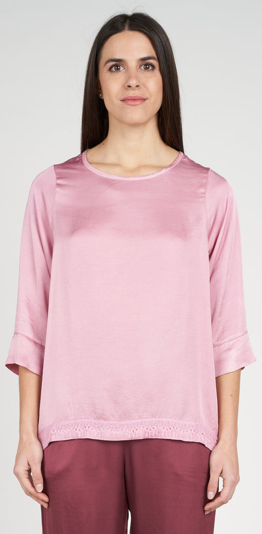 Blusa barchetta con pizzo