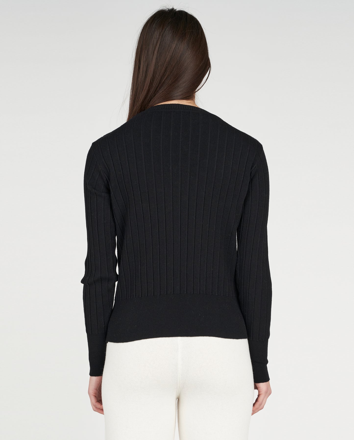 Maglia girocollo coste con perle