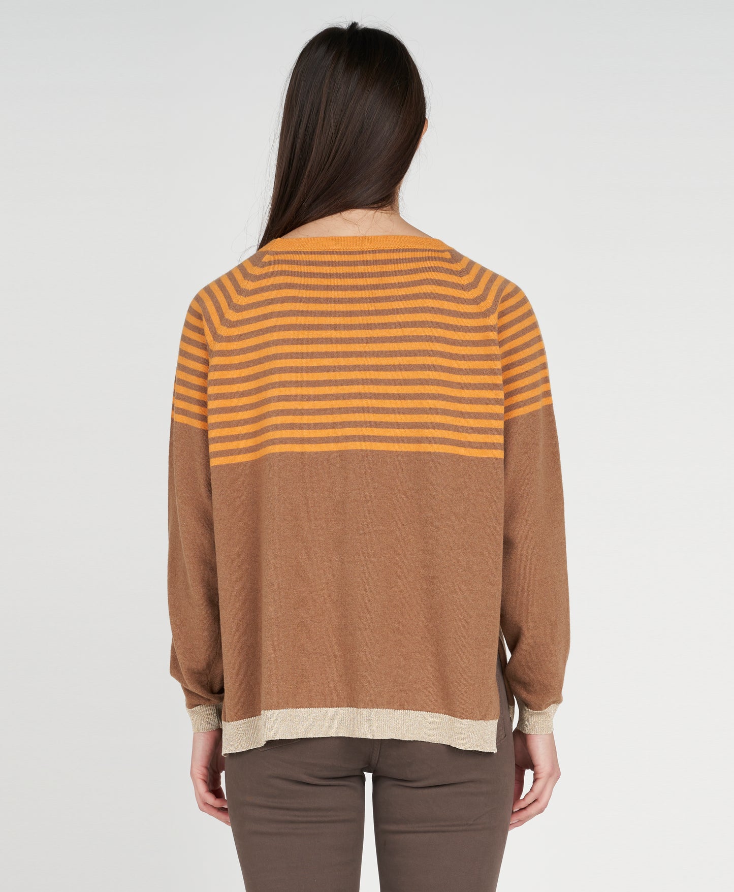 Maglia giro con righe lurex