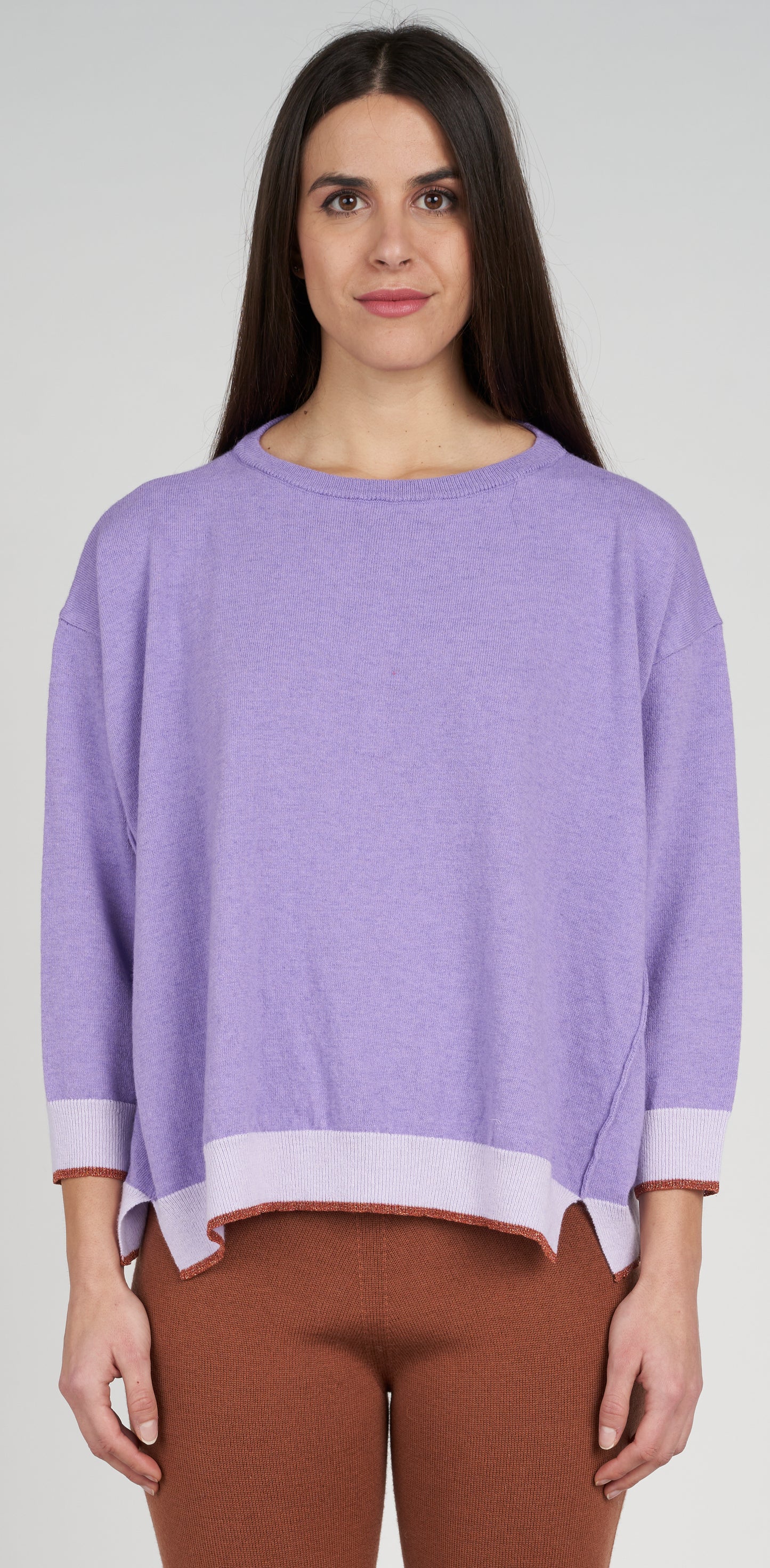 Maglia giro boxy lurex