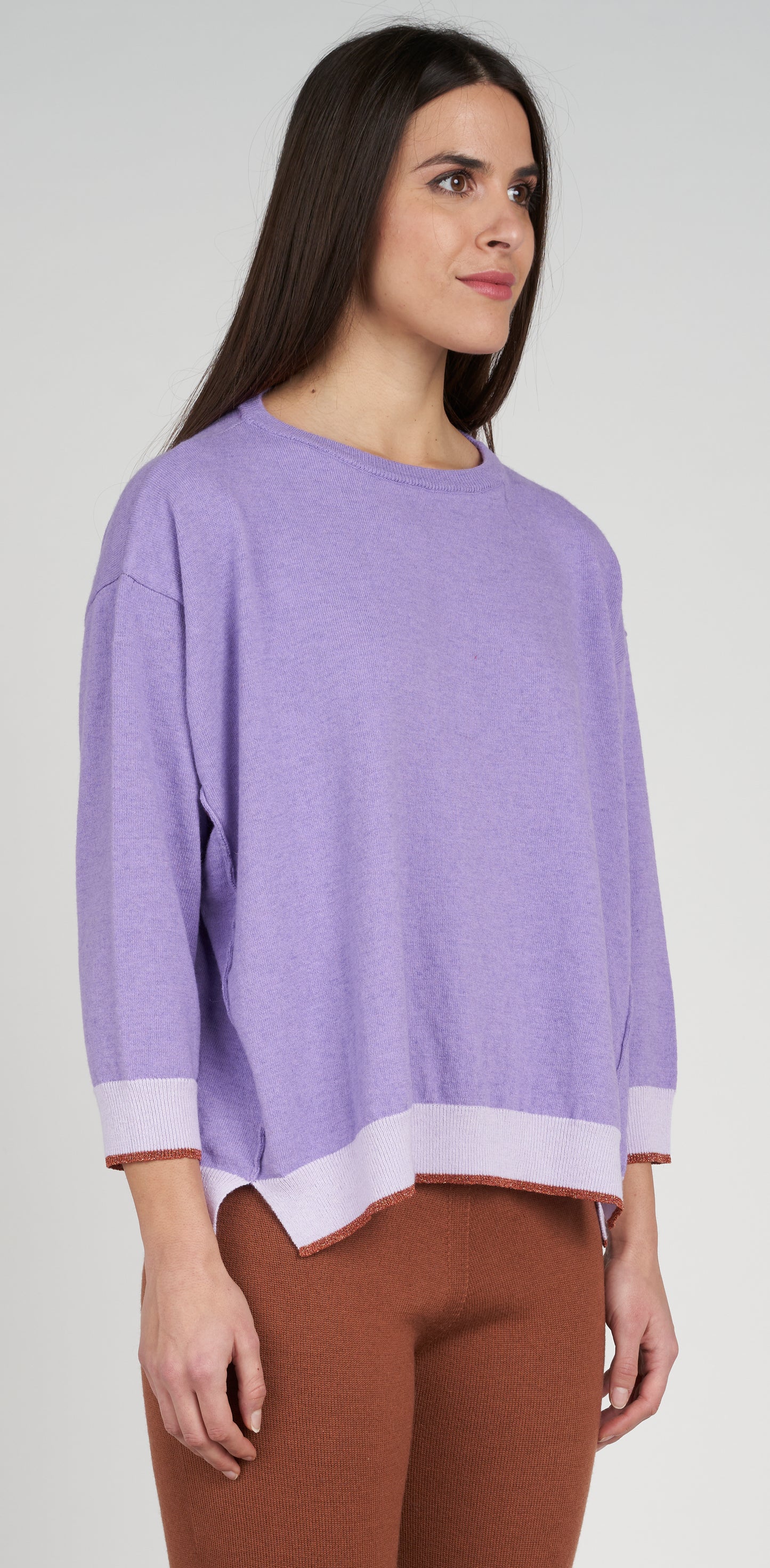 Maglia giro boxy lurex