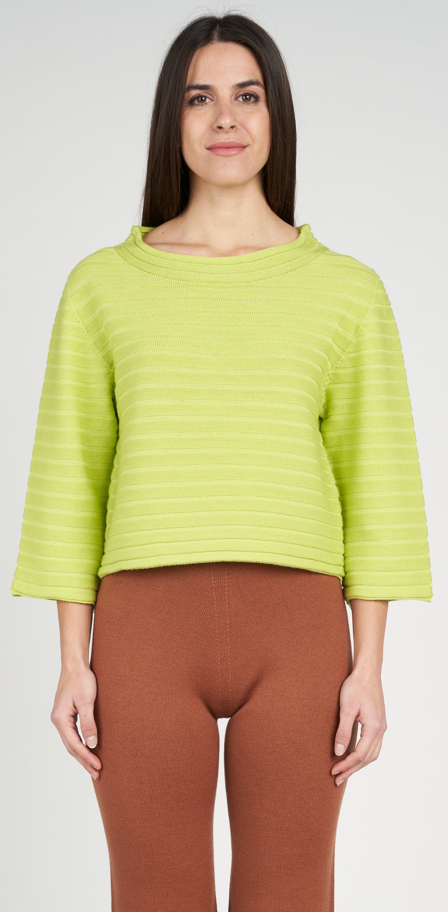 Maglia a coste con manica 3/4