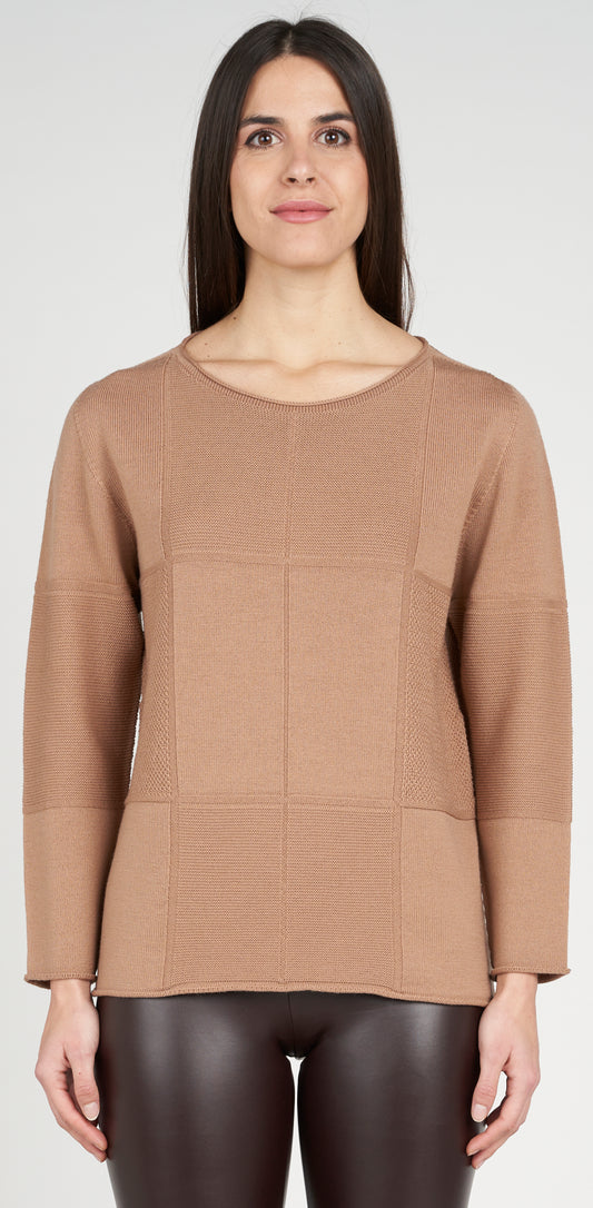 Maglia girocollo disegno a blocchi