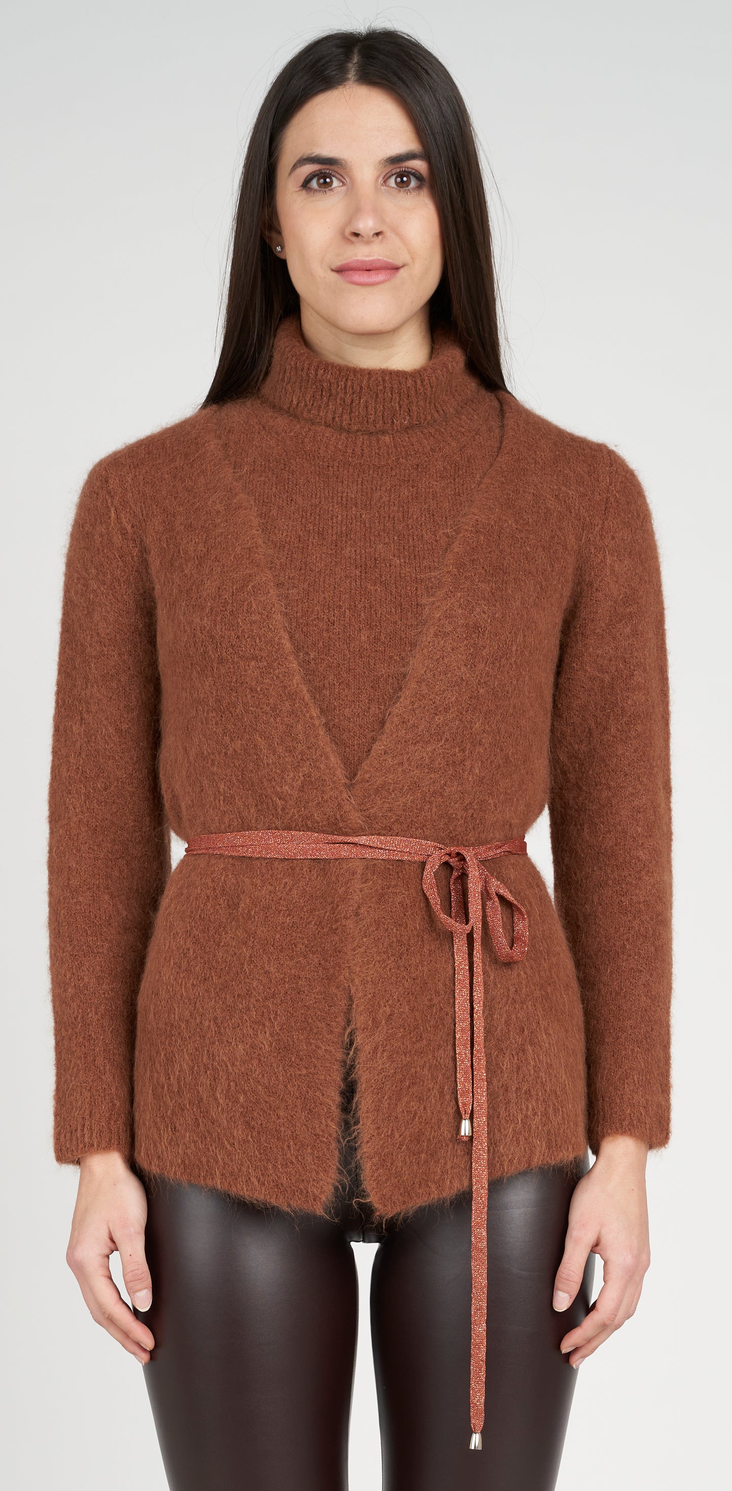 Cardigan alpaca con cintura lurex con cintura inclusa