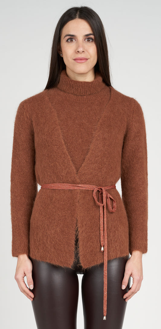 Cardigan alpaca con cintura lurex con cintura inclusa