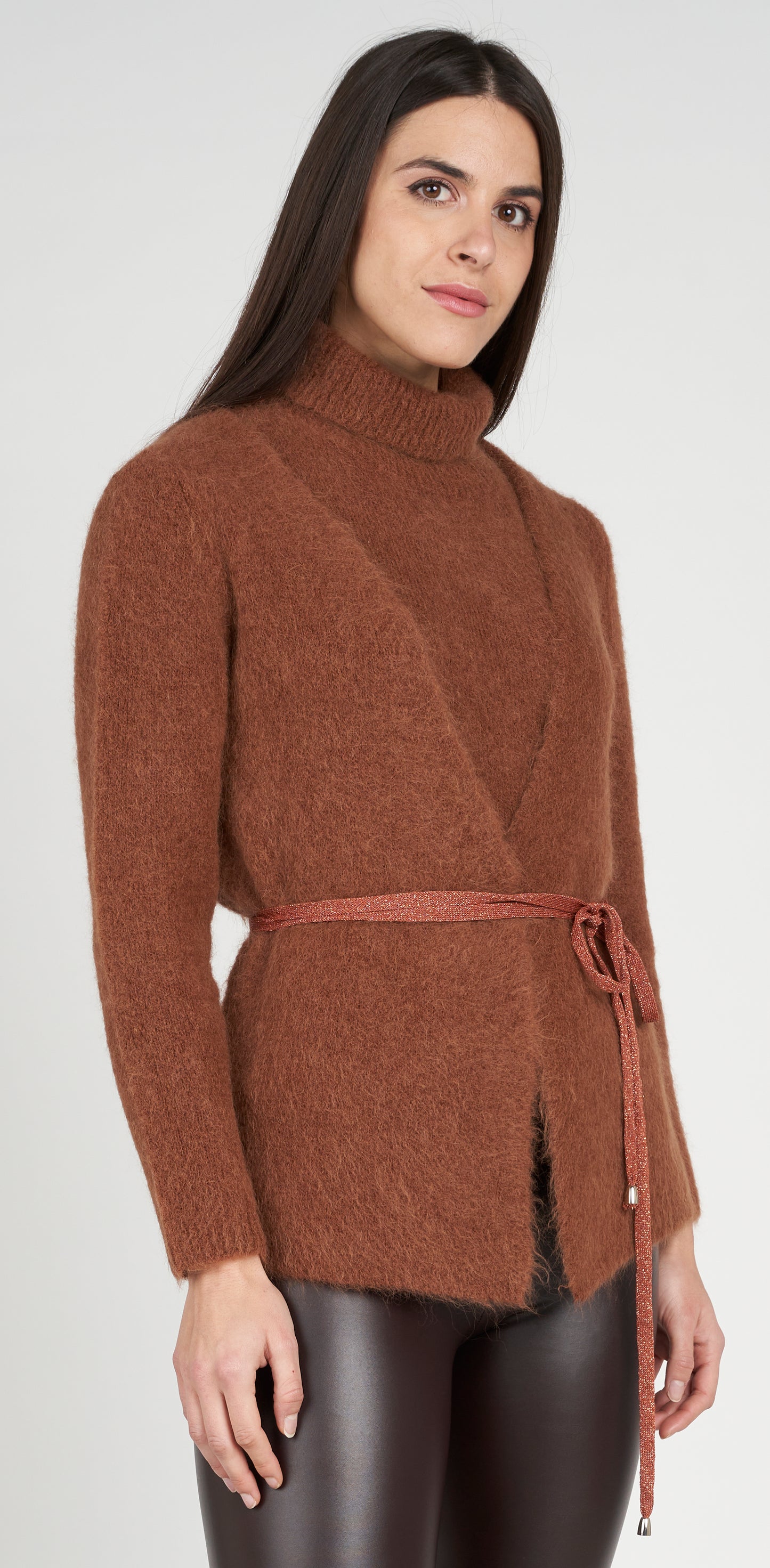 Cardigan alpaca con cintura lurex con cintura inclusa
