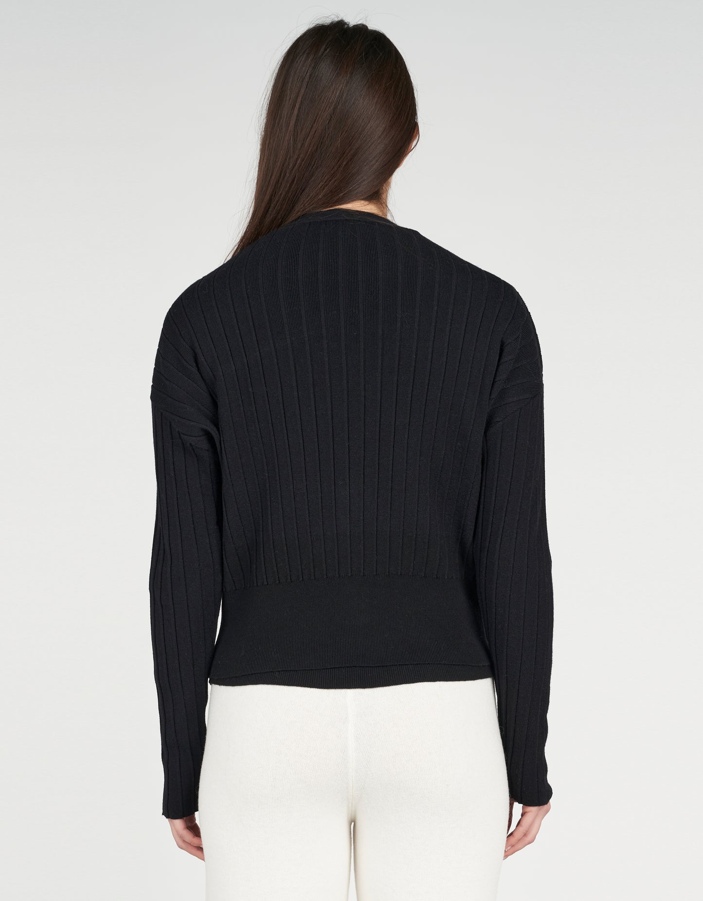 Cardigan a costine con perle