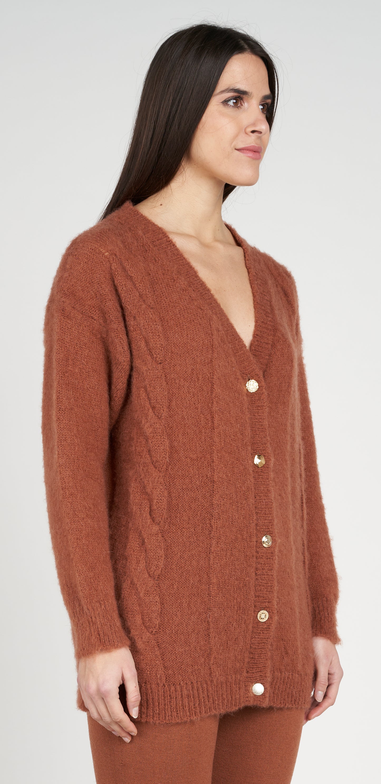 Cardigan con trecce