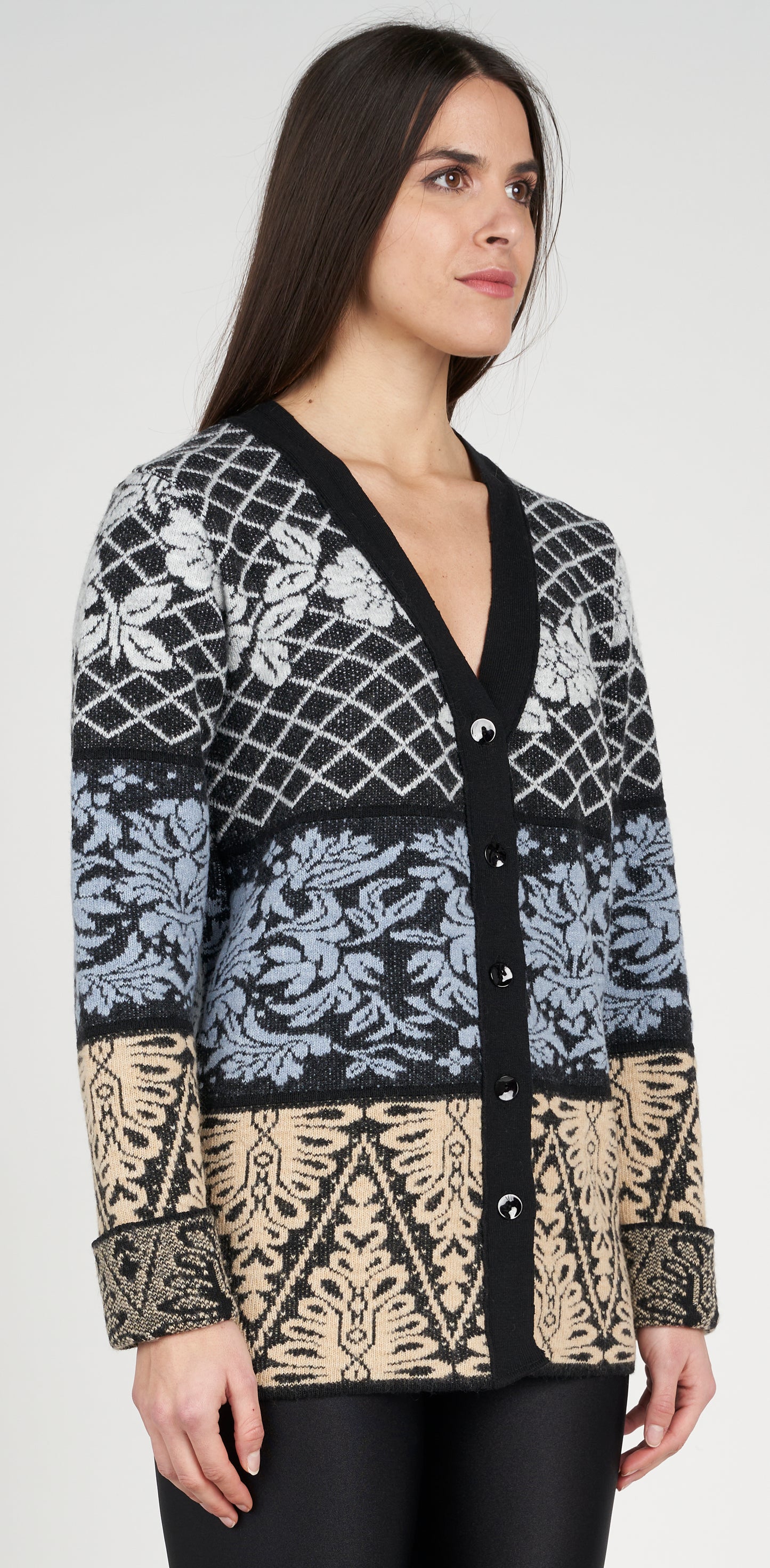 Cardigan jacquard nero