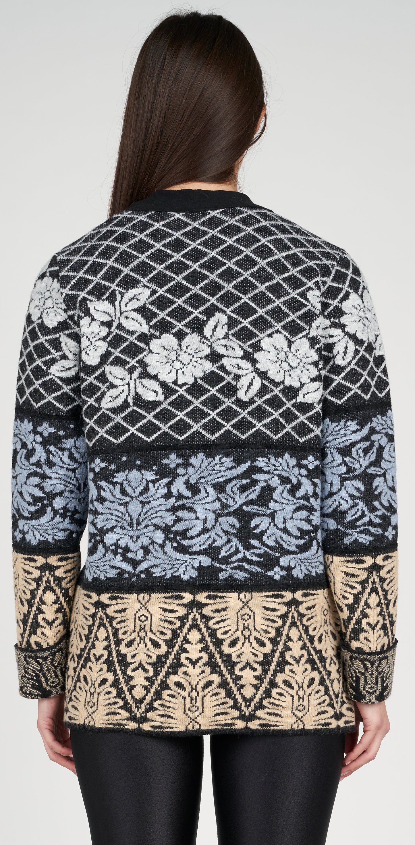 Cardigan jacquard nero