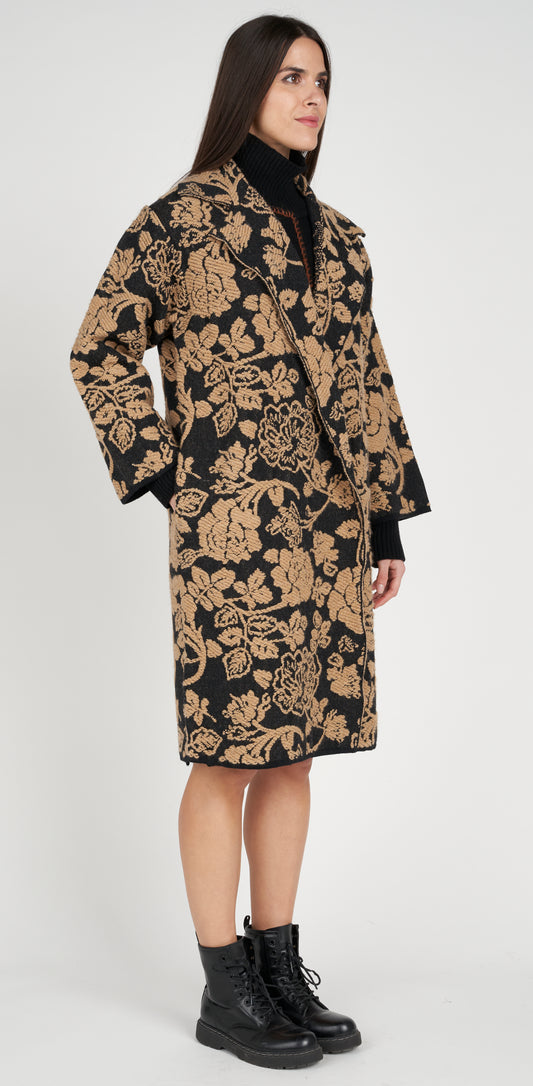 Cappotto jacquard floreale