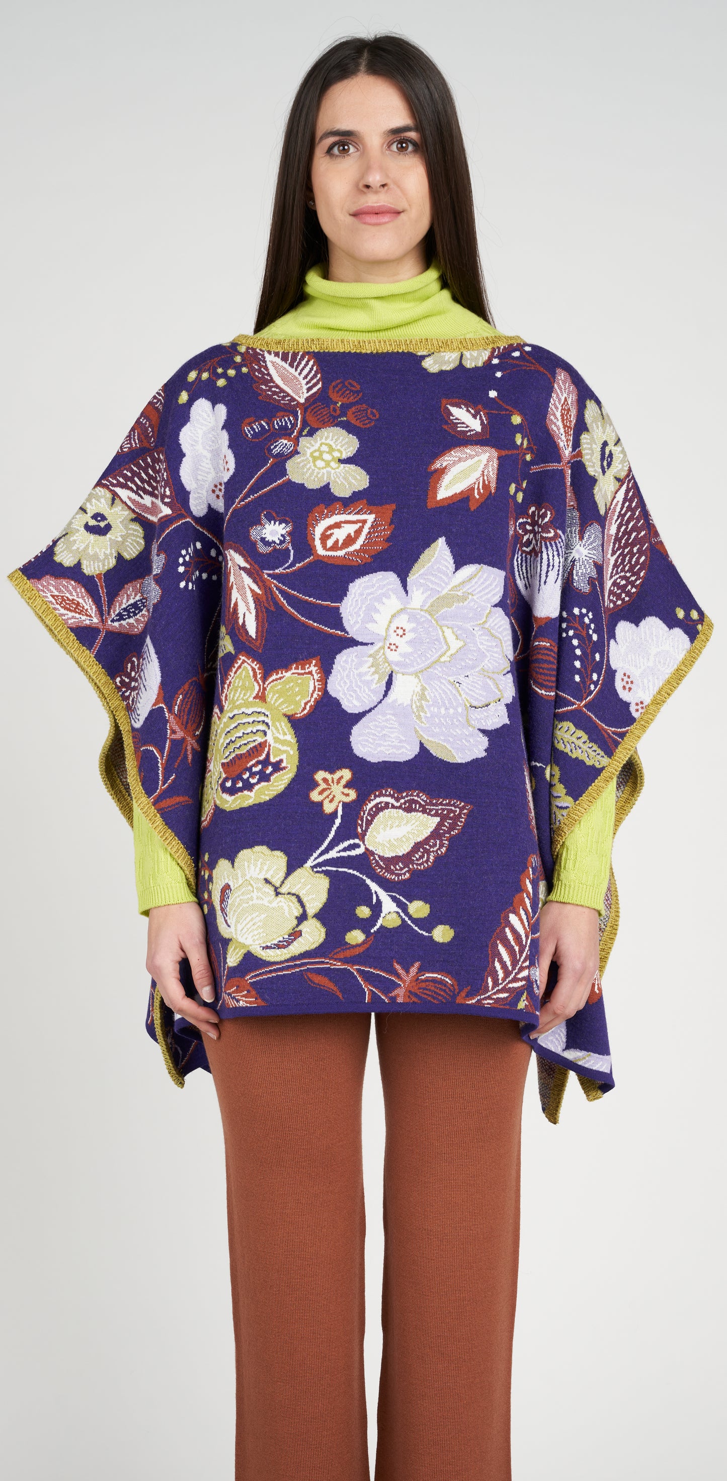 Poncho jacquard viola