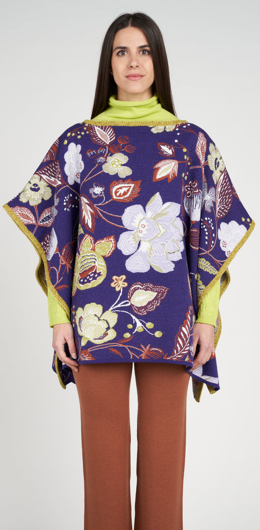 Poncho jacquard viola