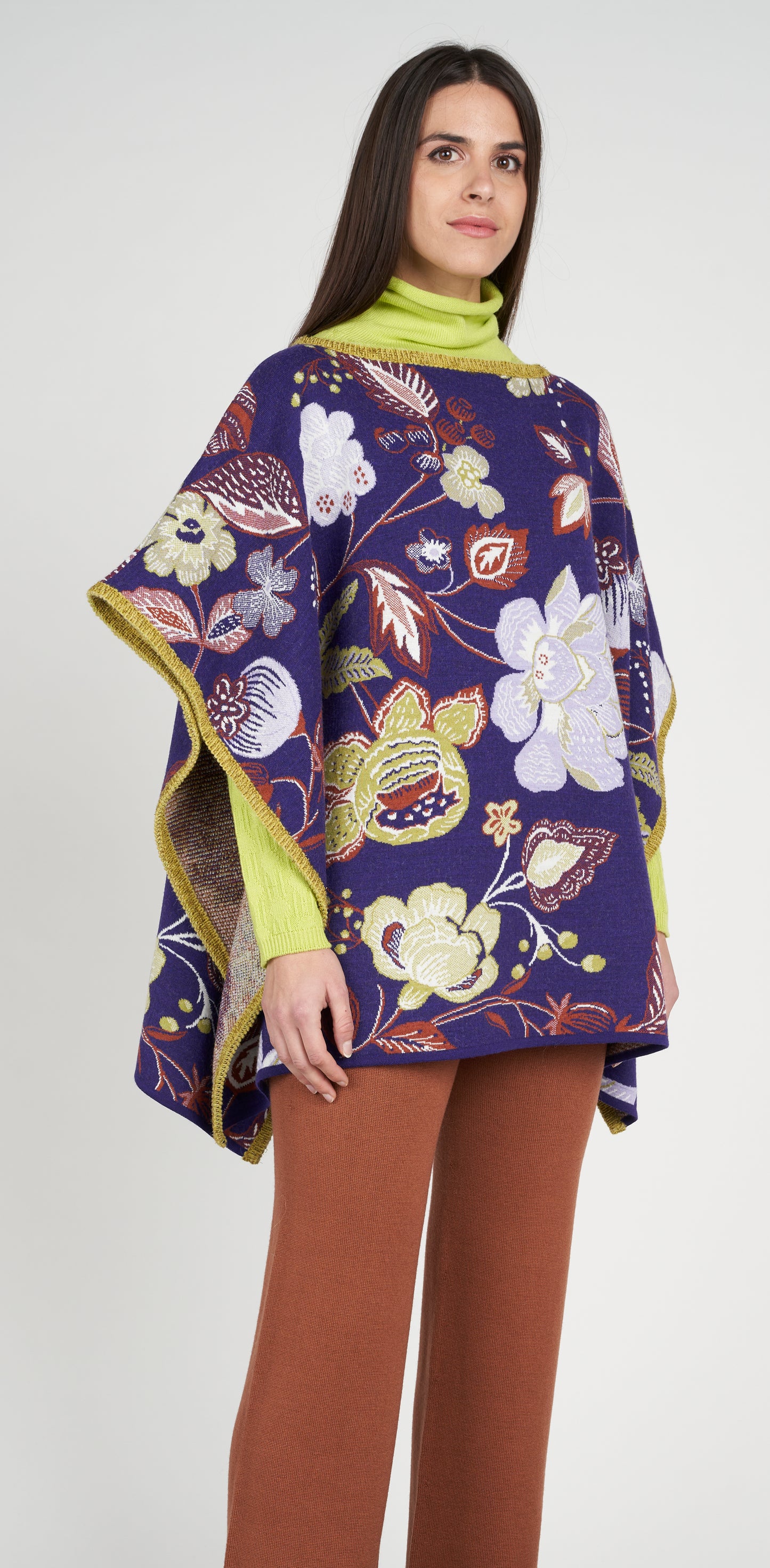 Poncho jacquard viola