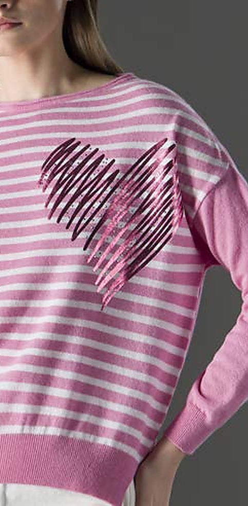 Barchetta a righe con stampa cuore